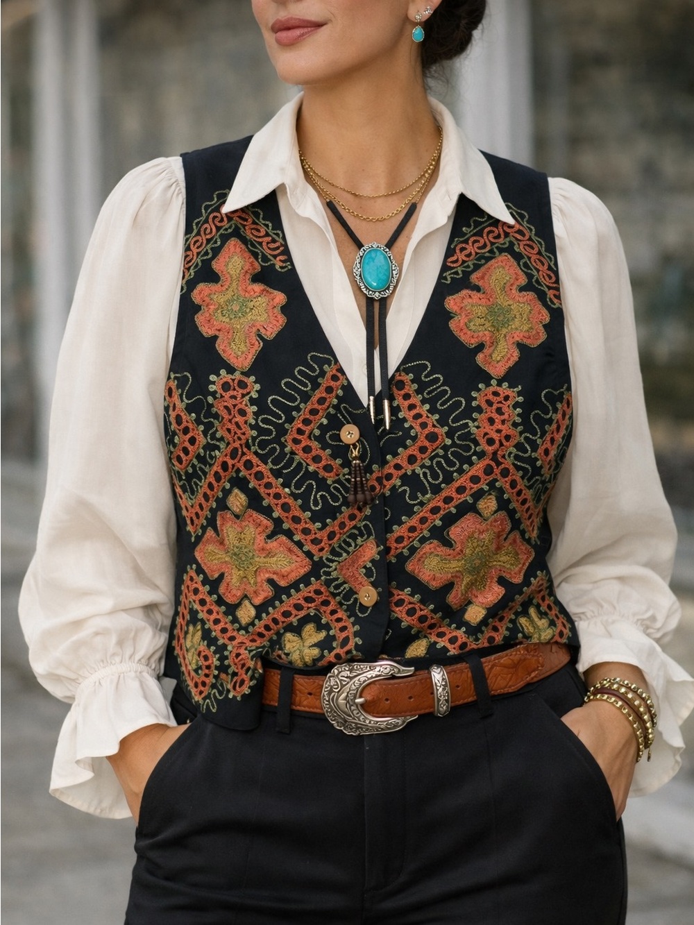 Victoria Jones Petites Embellished Vest Size Petite Medium